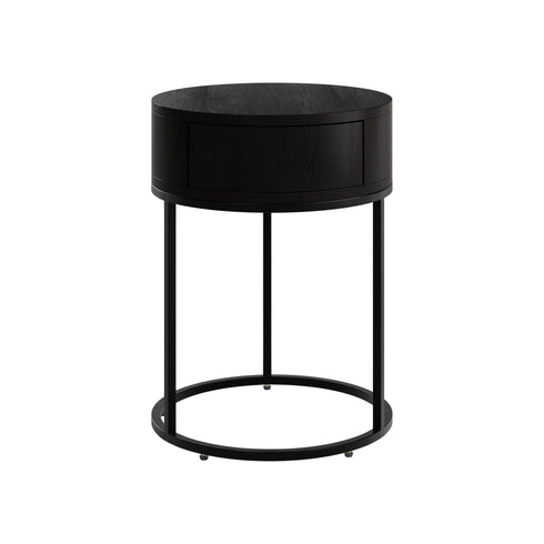Hampton Round Wooden Bedside – Black