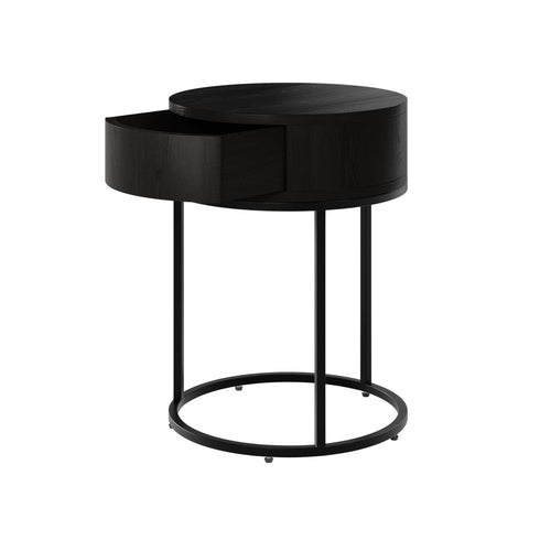 Hampton Round Wooden Bedside – Black
