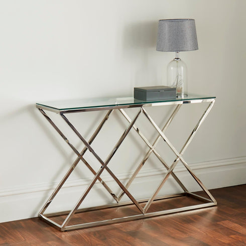 Native Home Lifestyle Pyramid Silver Console Table