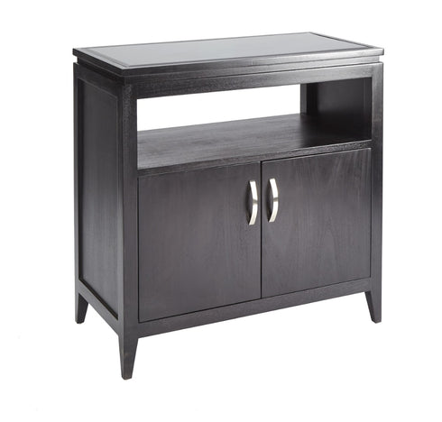 Media Unit Mahogany With Black Glass Tops