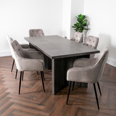 Native Home Lifestyle Grey Oak Ascot Dining Table With 6 Chairs