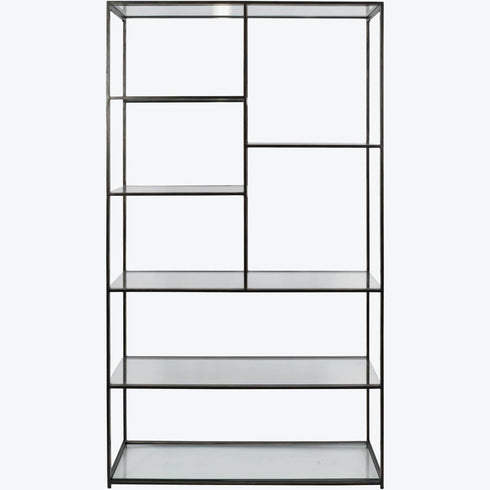 Libra Deveraux Gilded Bronze Metal and Glass Tall Shelving Unit