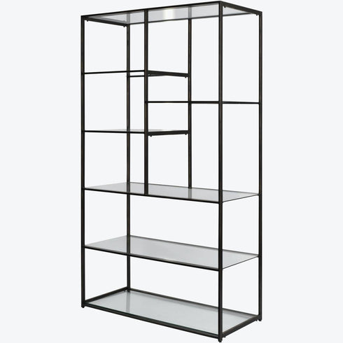 Libra Deveraux Gilded Bronze Metal and Glass Tall Shelving Unit