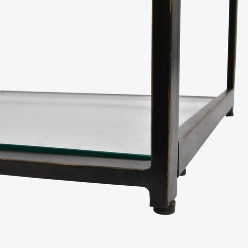 Libra Deveraux Gilded Bronze Metal and Glass Tall Shelving Unit