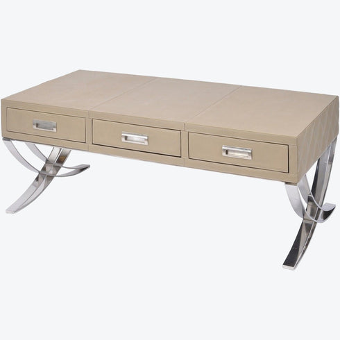 Libra Ecclestone Leather Three Drawer Coffee Table