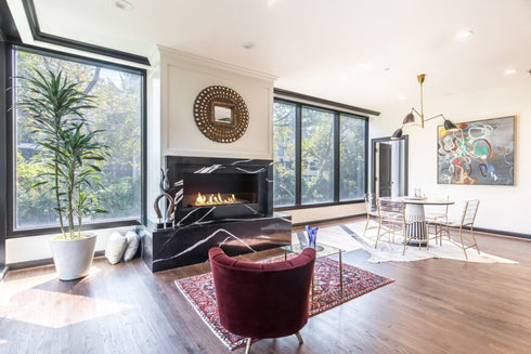 Ecosmart Fire Flex 68SS.BXL Single Sided Fireplace Insert - Black Finish / Black Burner - ESF.FX.68SS.BXL.B