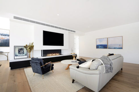 Ecosmart Fire Flex 86BY.BXL Bay Fireplace Insert - Black Finish / Stainless Steel Burner - ESF.FX.86BY.BXL