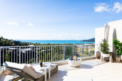 Ecosmart Fire Pod 30 Fire Pit Bowl - Bone Finish / Black Burner - ESF.O.POD.30.BO.B