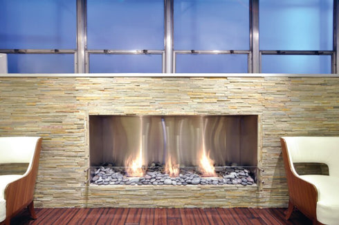 Ecosmart Fire Flex 68SS Single Sided Fireplace Insert - Black Finish / Stainless Steel Burner - ESF.FX.68SS