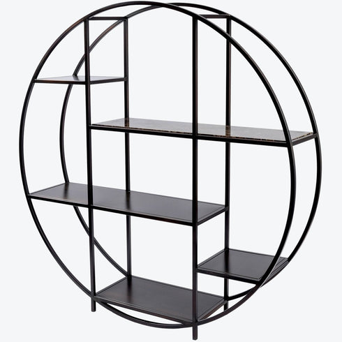 Libra Fitzroy Bronze Emperador Marble Circular Shelving Unit