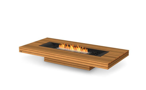 Ecosmart Fire Gin 90 (Low) Fire Pit Table - Teak Finish / Black Burner - ESF.O.GIN.90.L.TN.B