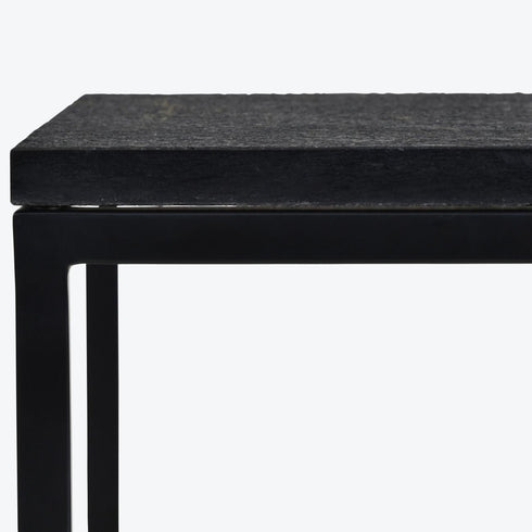 Libra Kirkstone Iron Coffee Table Ebony Black, Galaxy Slate Top Large 140x81x43cm