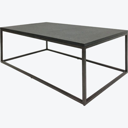 Libra Kirkstone Iron Coffee Table Oak Finish, Galaxy Slate Top Large 140x81x43cm