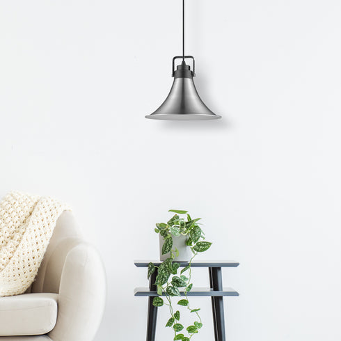 Pendant Luminaire In Satin Nickel And Matt Black LL00011
