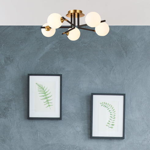 Flush luminaire in Matt Black Antique Brass LL00014