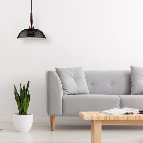 Pendant Luminaire In Black And Copper LL00094
