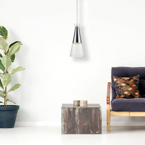 Pendant Luminaire In Clear And Chrome LL00117