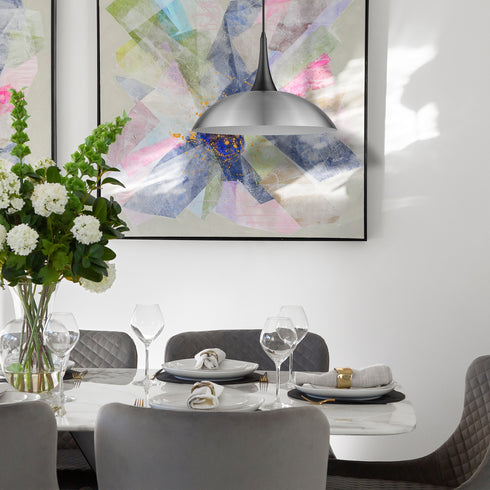 Pendant Luminaire In Satin Nickel And Matt Black LL00198