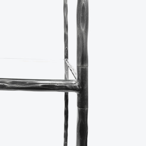 Libra Patterdale Hand Forged Shelving Unit Table Brushed Grey with Glass Shelves