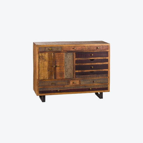 Multi Draw Reclaimed Industrial Chest With Brass Handle