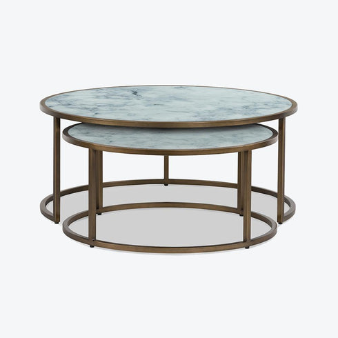 Ropley Nest Coffee Table – White Marble Glass