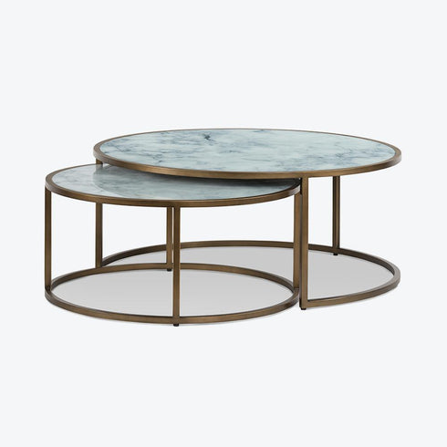 Ropley Nest Coffee Table – White Marble Glass
