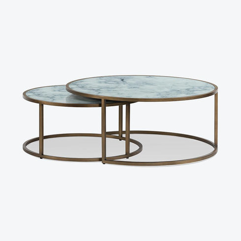 Ropley Nest Coffee Table – White Marble Glass