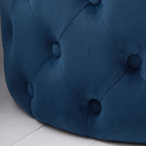 Native Home Lifestyle Mystique Blue Tufted Velvet Pouffe