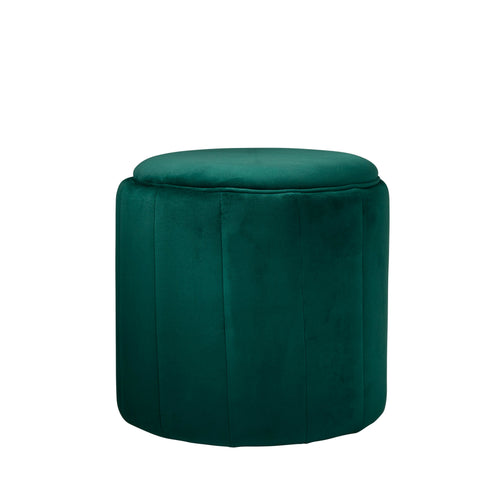 Native Home Lifestyle Round Deep Green Plush Stool