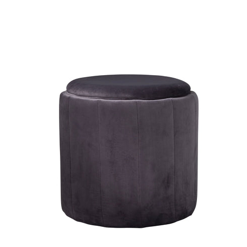 Native Home Lifestyle Round Grey Plush Stool