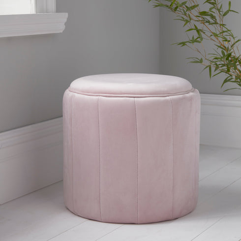 Native Home Lifestyle Round Pastel Pink Plush Stool
