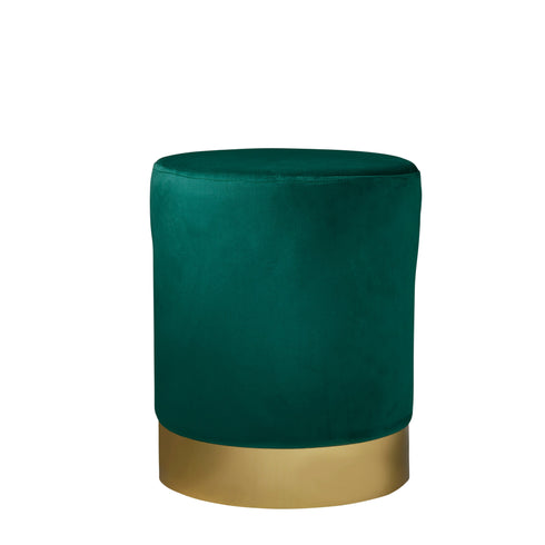 Native Home Lifestyle Round Deep Green Velvet Stool - Gold Finish