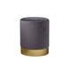 Native Home Lifestyle Round Grey Velvet Stool - Gold Finish