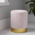 Native Home Lifestyle Round Pastel Pink Velvet Stool - Gold Finish