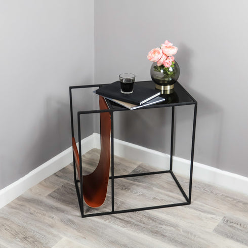 Native Home Lifestyle Leather Magazine Holder Side Table