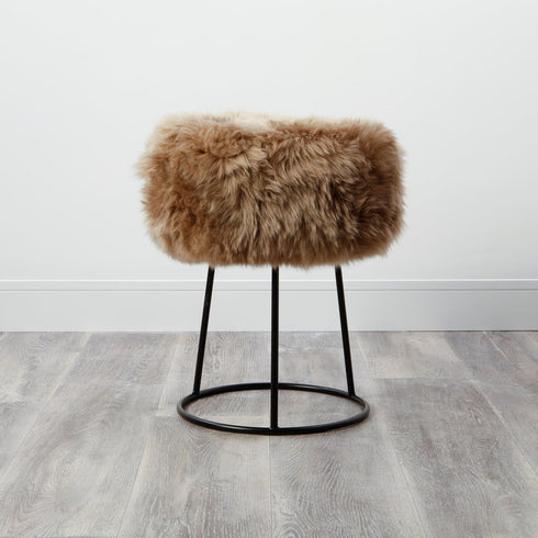 Native Home Lifestyle Light Brown Metal Sheepskin Stool