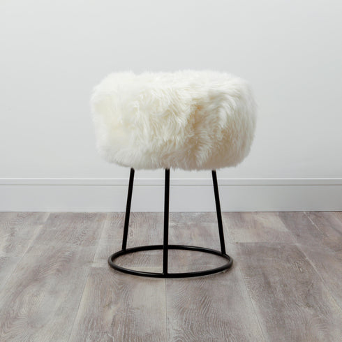Native Home Lifestyle Natural Metal Sheepskin Stool