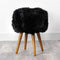 Native Home Lifestyle Black Sheepskin Wood Stool - Woodstain