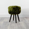 Native Home Lifestyle Olive Green Sheepskin Wood Stool - Black
