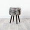 Native Home Lifestyle Grey Sheepskin Wood Stool - Black