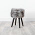 Native Home Lifestyle Grey Sheepskin Wood Stool - Black