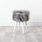 Native Home Lifestyle Grey Sheepskin Wood Stool - White