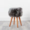 Native Home Lifestyle Grey Sheepskin Wood Stool - Woodstain