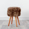 Native Home Lifestyle Light Brown Sheepskin Wood Stool - Woodstain