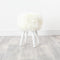 Native Home Lifestyle Natural White Sheepskin Wood Stool - White
