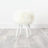 Native Home Lifestyle Natural White Sheepskin Wood Stool - White