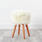 Native Home Lifestyle Natural Sheepskin Wood Stool - Woodstain