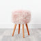 Native Home Lifestyle Blush Pink Sheepskin Wood Stool - Woodstain