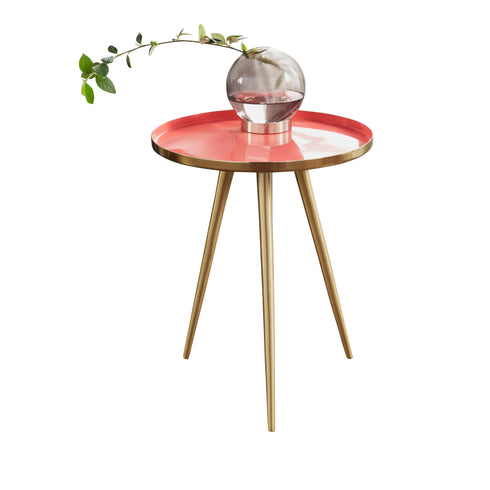 Native Home Lifestyle Side Table Coral Enamel Tray