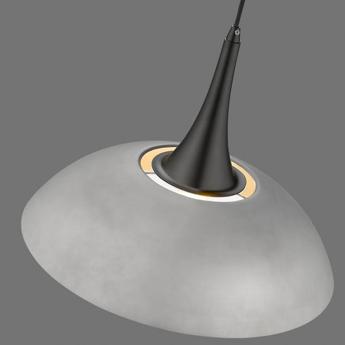 Pendant Luminaire In Cement And Matt Black LL00196